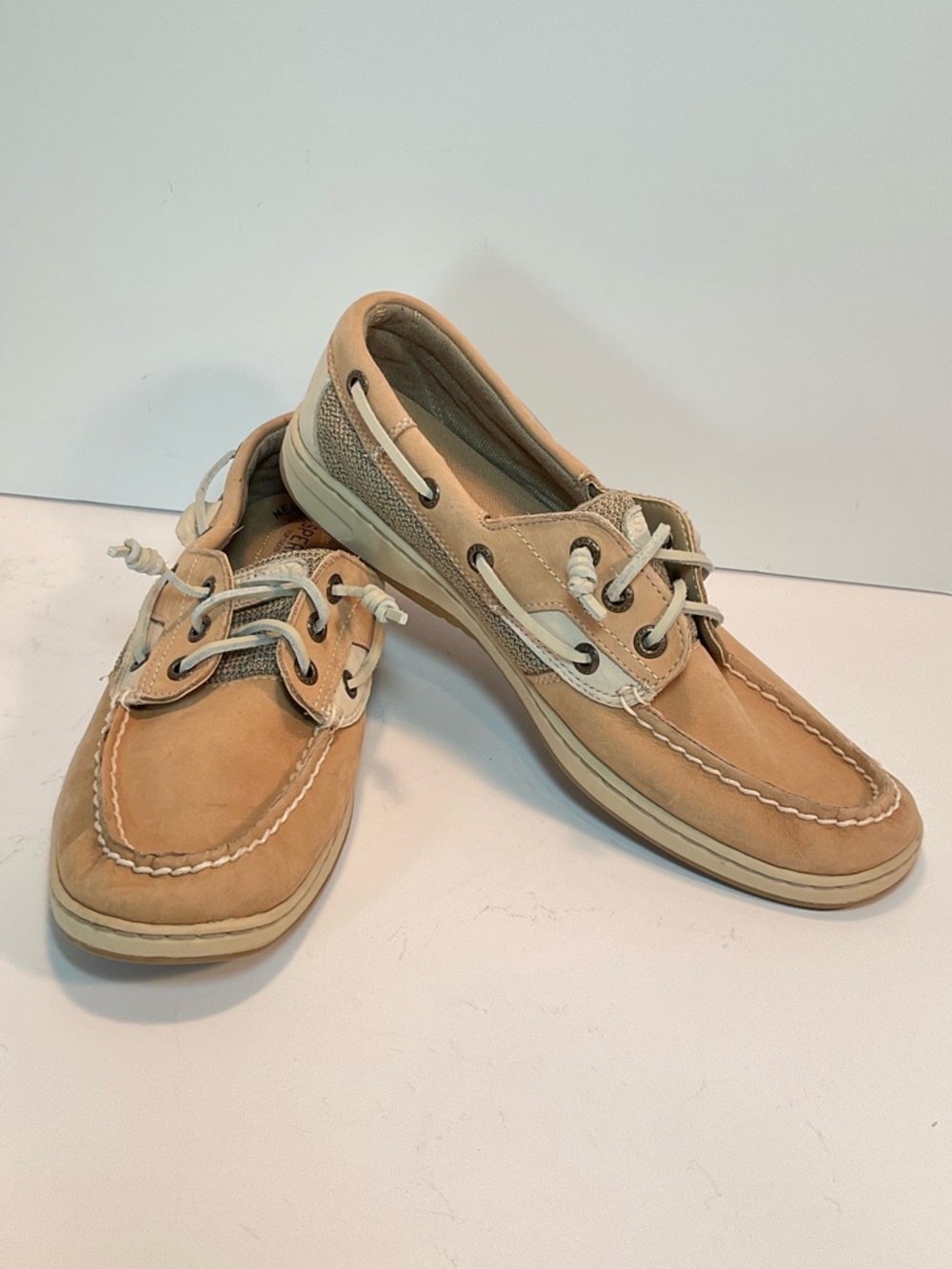 Sperry Topsider Beige Lace Up Comfort Boat Shoes Casual Womens Size 9.5M